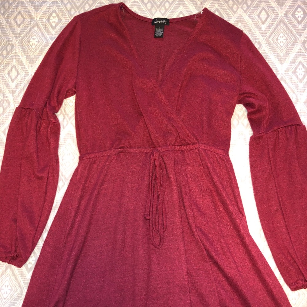 Maroon, Long sleeve dress